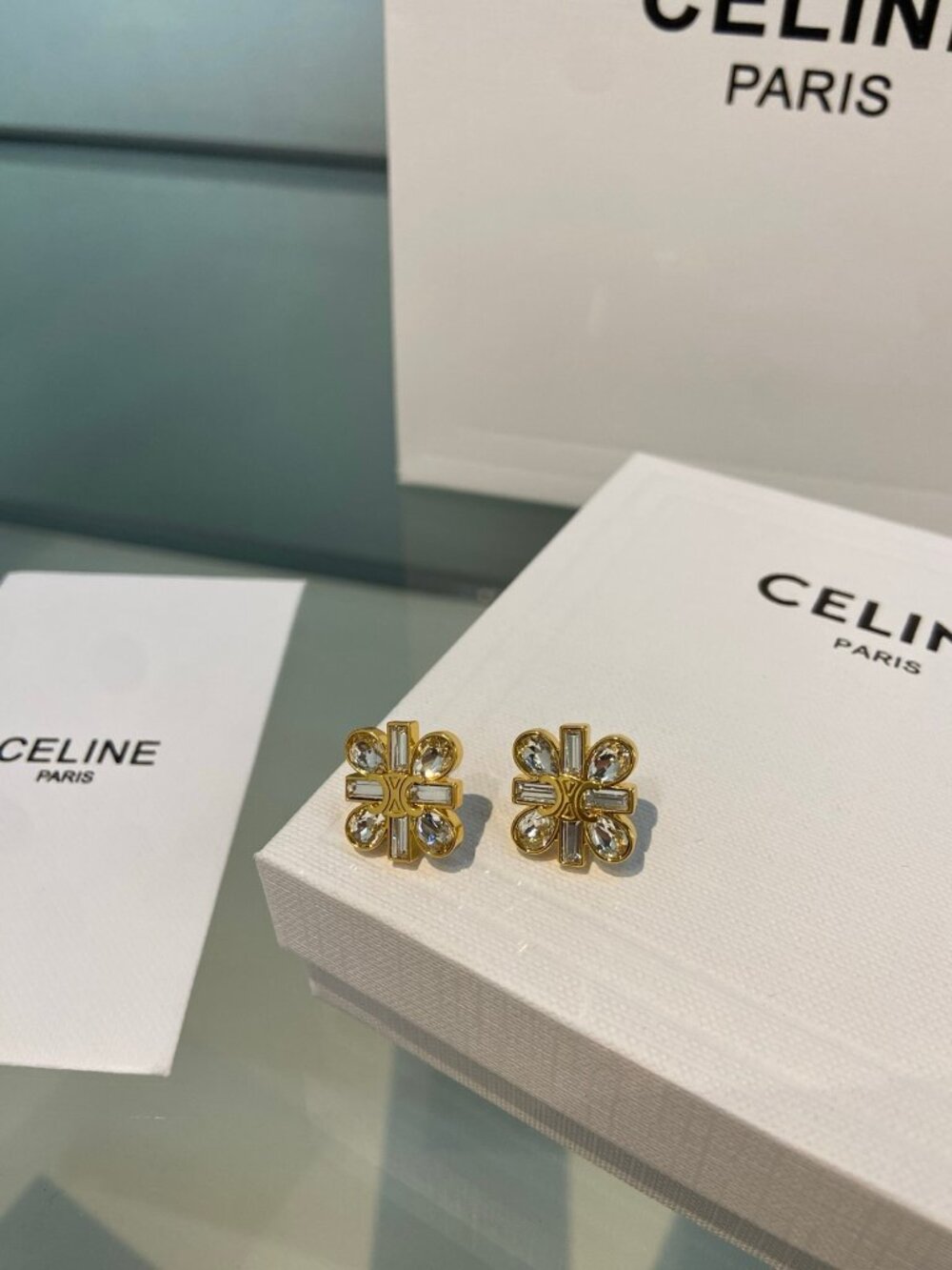 Celine Gold-Tone Crystal Flower Jewelry Set — Necklace, Earrings & Ring